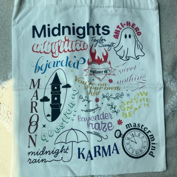 💛taylor swifts eras midnight album tote bag - canvas - new - never used - - Picture 2 of 4